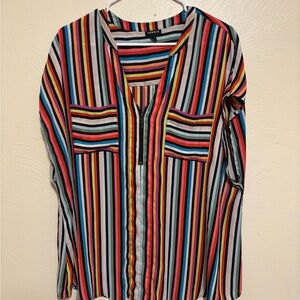 Torrid Multicolor Striped Zip Front Blouse Size 2